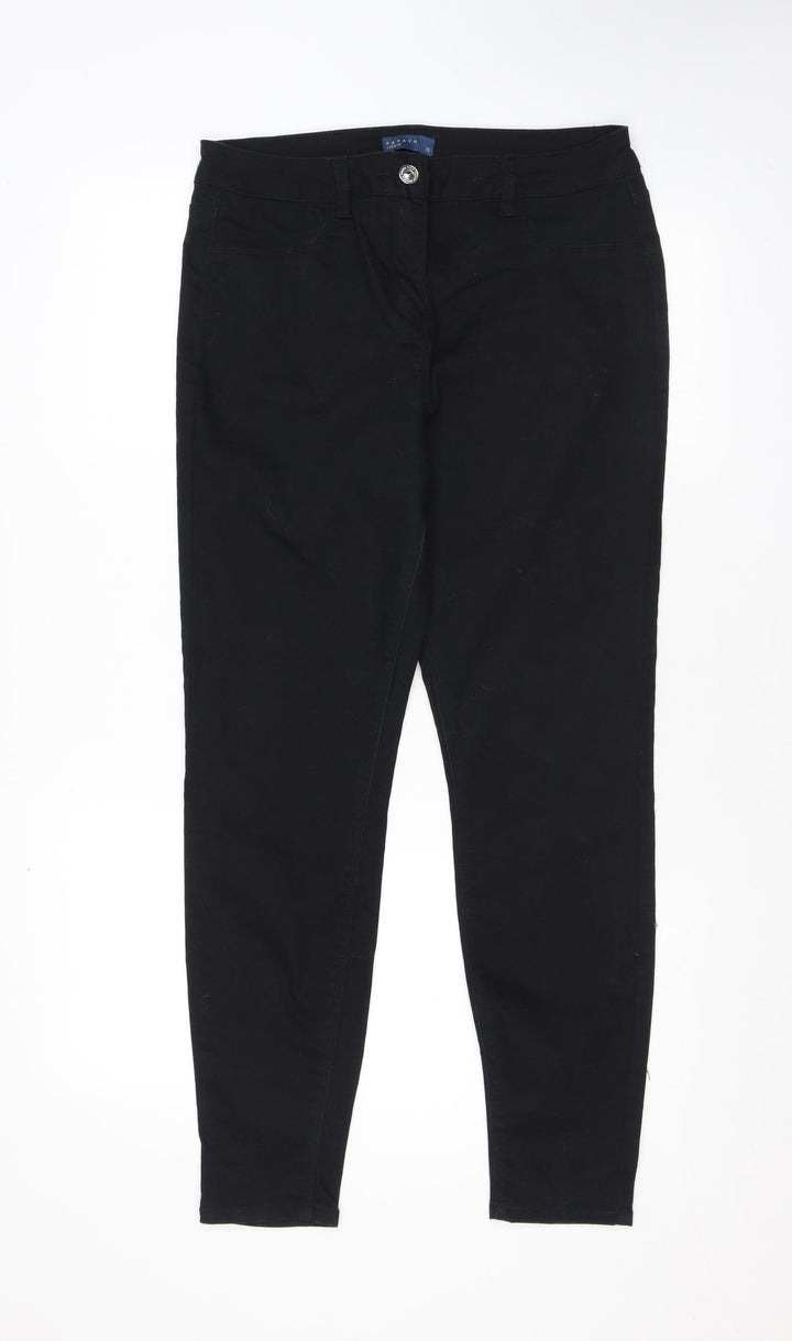 Papaya Womens Black Cotton Skinny Jeans Size 12 L26.5 in Regular Zip