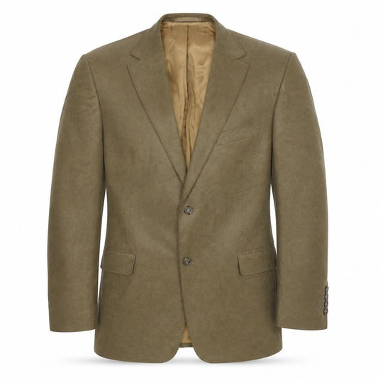 Front view of Marks & Spencer men’s brown polyester jacket suit jacket, size 42, regular