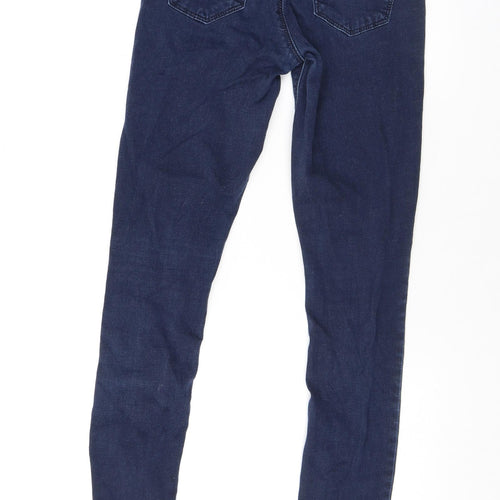 Topshop Womens Blue Cotton Skinny Jeans Size 26 L30 in Regular Zip