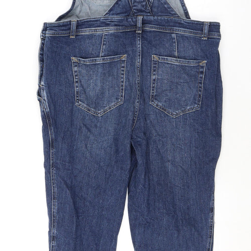 White Stuff Womens Blue Cotton Dungaree One-Piece Size 12 L25 in Button