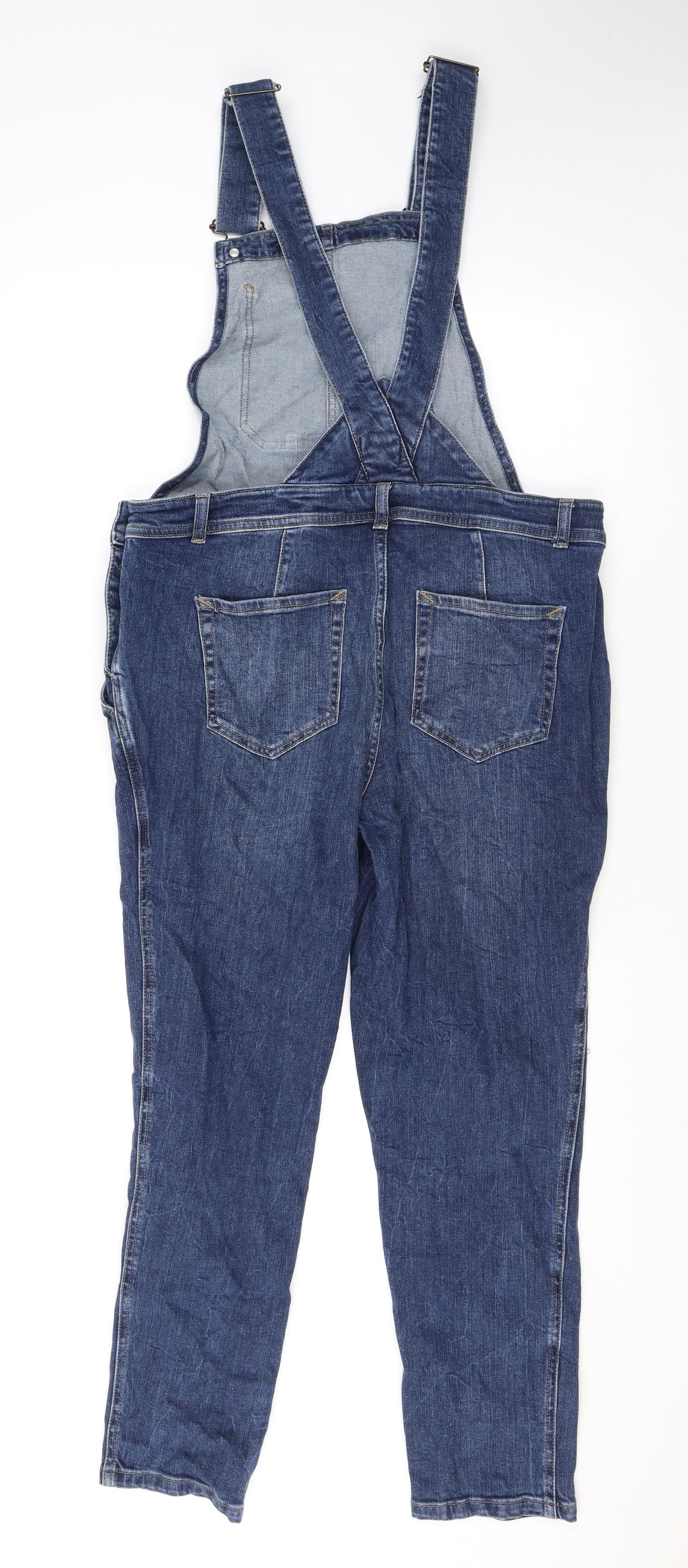 White Stuff Womens Blue Cotton Dungaree One-Piece Size 12 L25 in Button