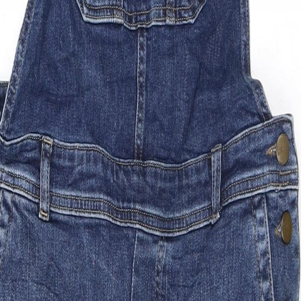 White Stuff Womens Blue Cotton Dungaree One-Piece Size 12 L25 in Button