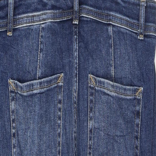 White Stuff Womens Blue Cotton Dungaree One-Piece Size 12 L25 in Button