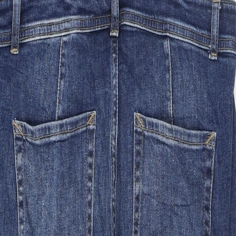 White Stuff Womens Blue Cotton Dungaree One-Piece Size 12 L25 in Button