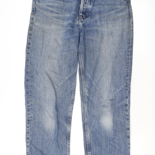 ASOS Womens Blue Cotton Boyfriend Jeans Size 28 L32 in Regular Button