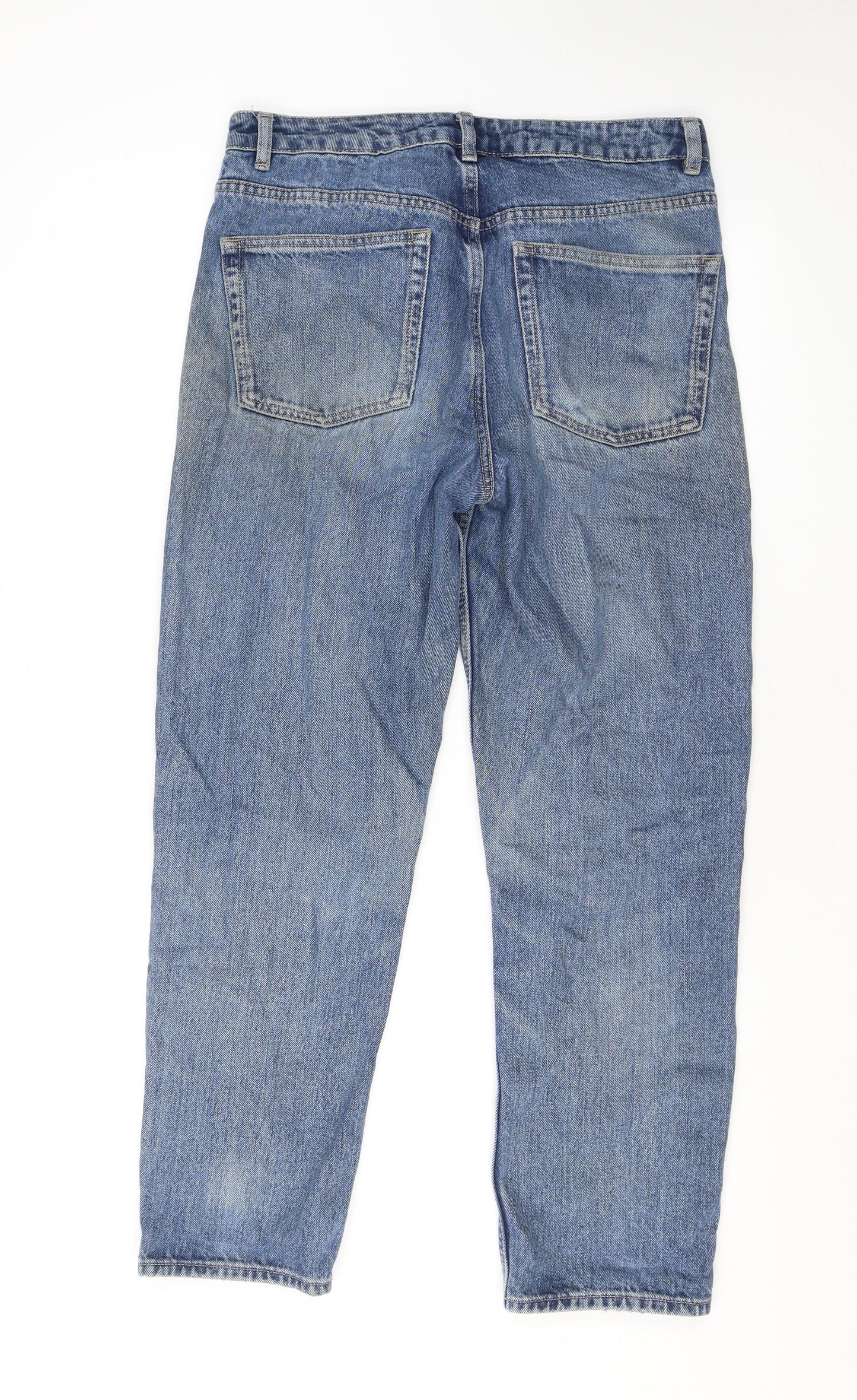 ASOS Womens Blue Cotton Boyfriend Jeans Size 28 L32 in Regular Button
