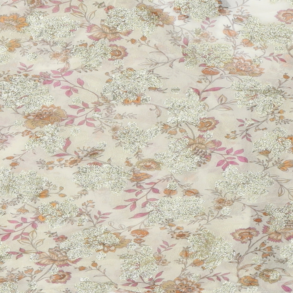 New Look Womens Beige Floral Viscose Cropped Blouse Size 12 V-Neck - Bow Detail, Sheer