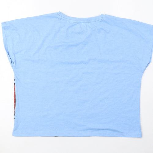 Wonder Woman Womens Blue Polyester Basic T-Shirt Size L Round Neck - Logo