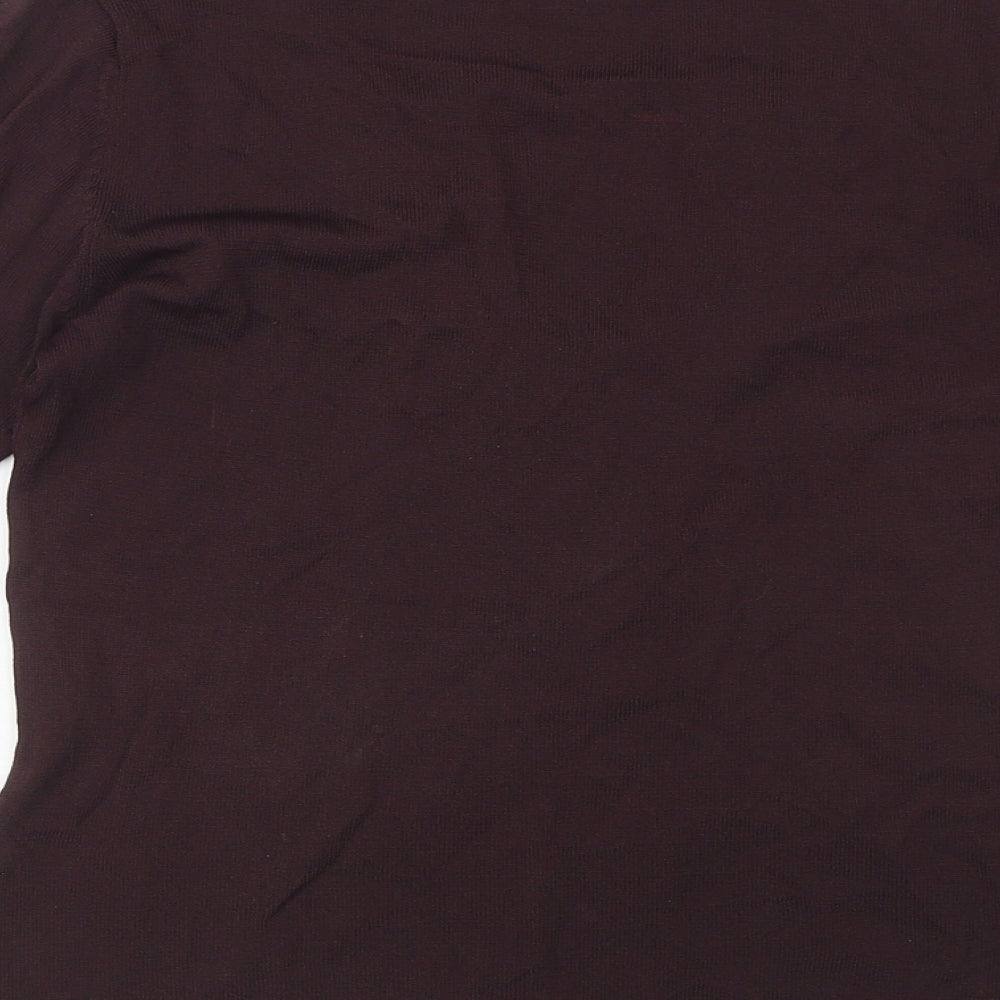 NEXT Womens Brown Viscose Basic Blouse Size 10 Square Neck - Beaded