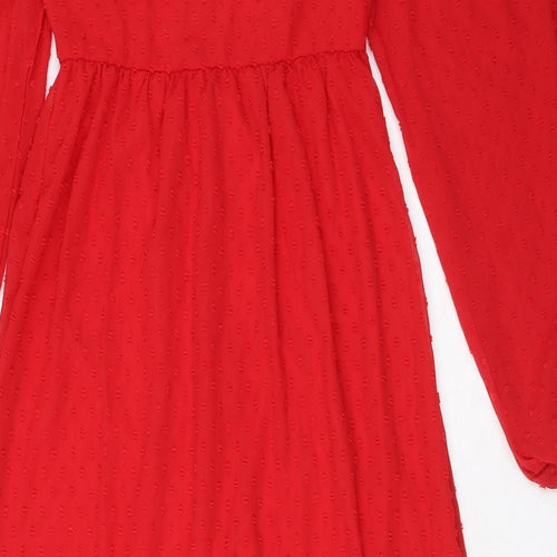 Nasty Gal Womens Red Polyester Maxi Size 6 Sweetheart Zip - Textured, Slit hem