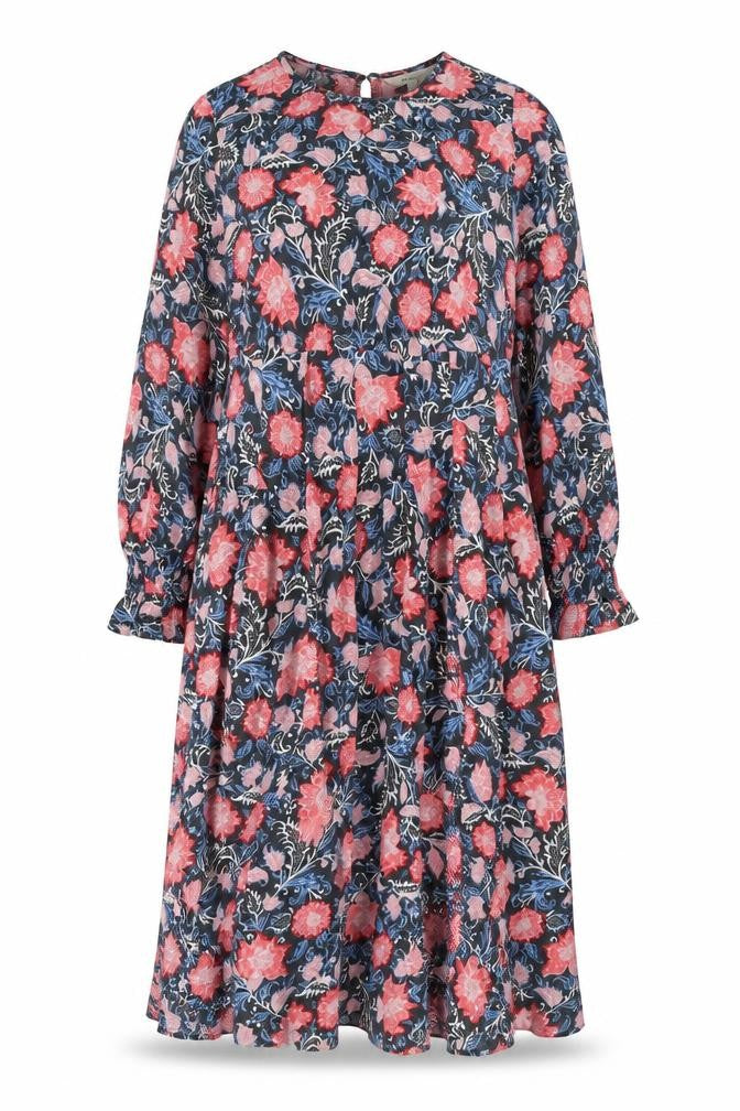 Per Una Womens Multicoloured Floral Viscose A-Line Size 14 Round Neck Zip
