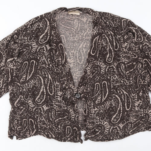 Adini Womens Brown V-Neck Paisley Viscose Cardigan Jumper Size M - Size M-L