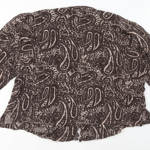 Adini Womens Brown V-Neck Paisley Viscose Cardigan Jumper Size M - Size M-L