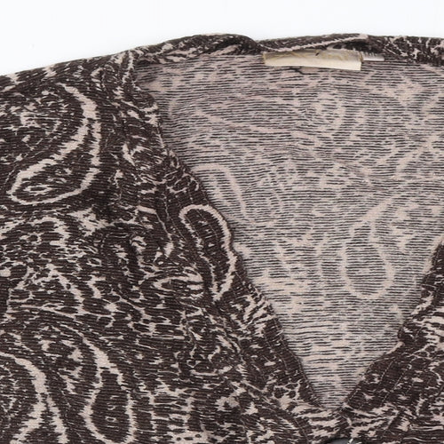 Adini Womens Brown V-Neck Paisley Viscose Cardigan Jumper Size M - Size M-L