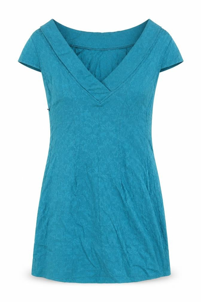 KDK London Womens Blue Floral Polyester A-Line Size 10 Boat Neck Zip