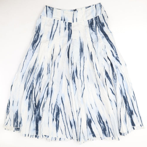 SF collection Womens Blue Geometric Polyester A-Line Skirt Size 14 Zip - Flower Detail