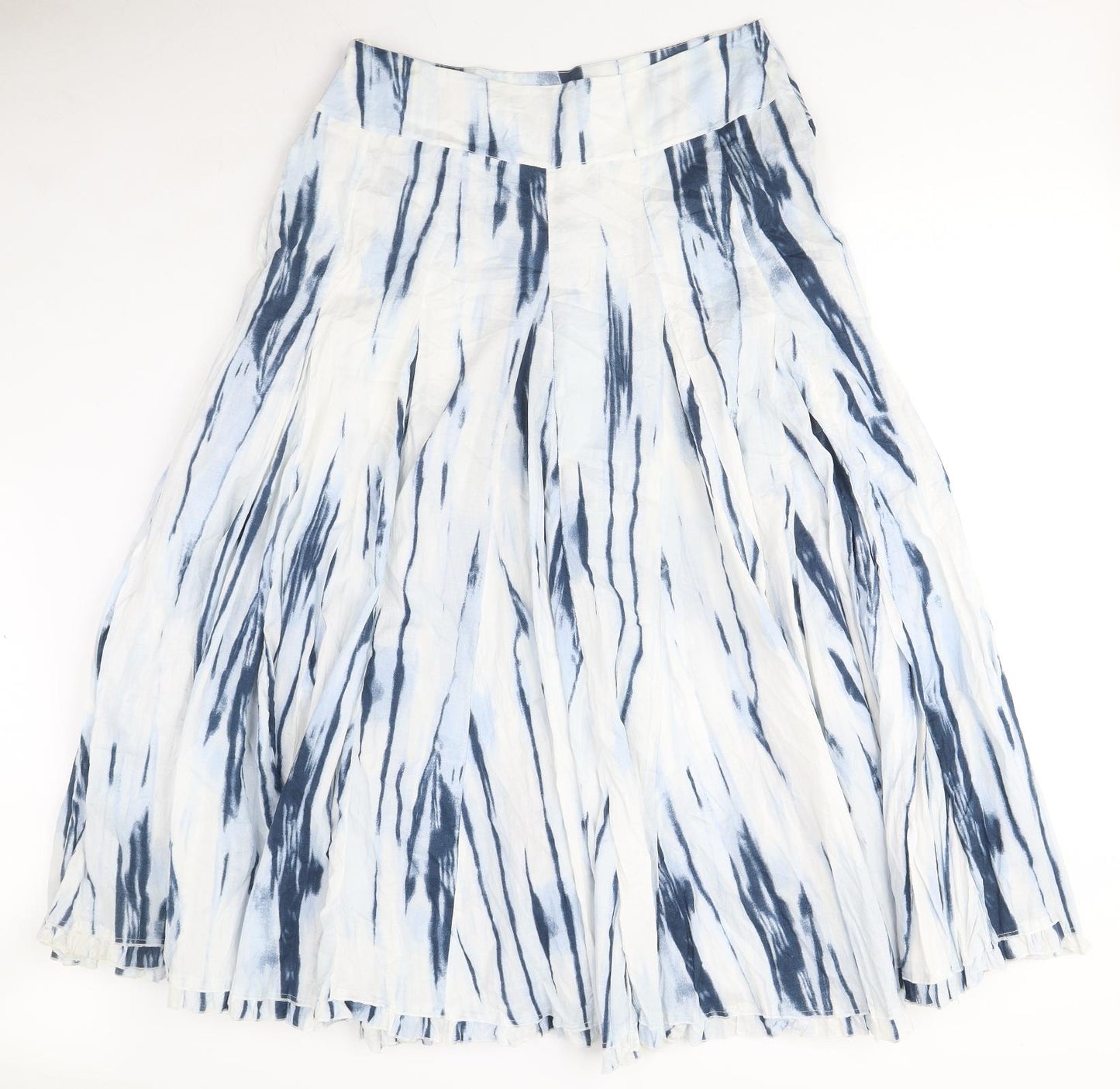 SF collection Womens Blue Geometric Polyester A-Line Skirt Size 14 Zip - Flower Detail