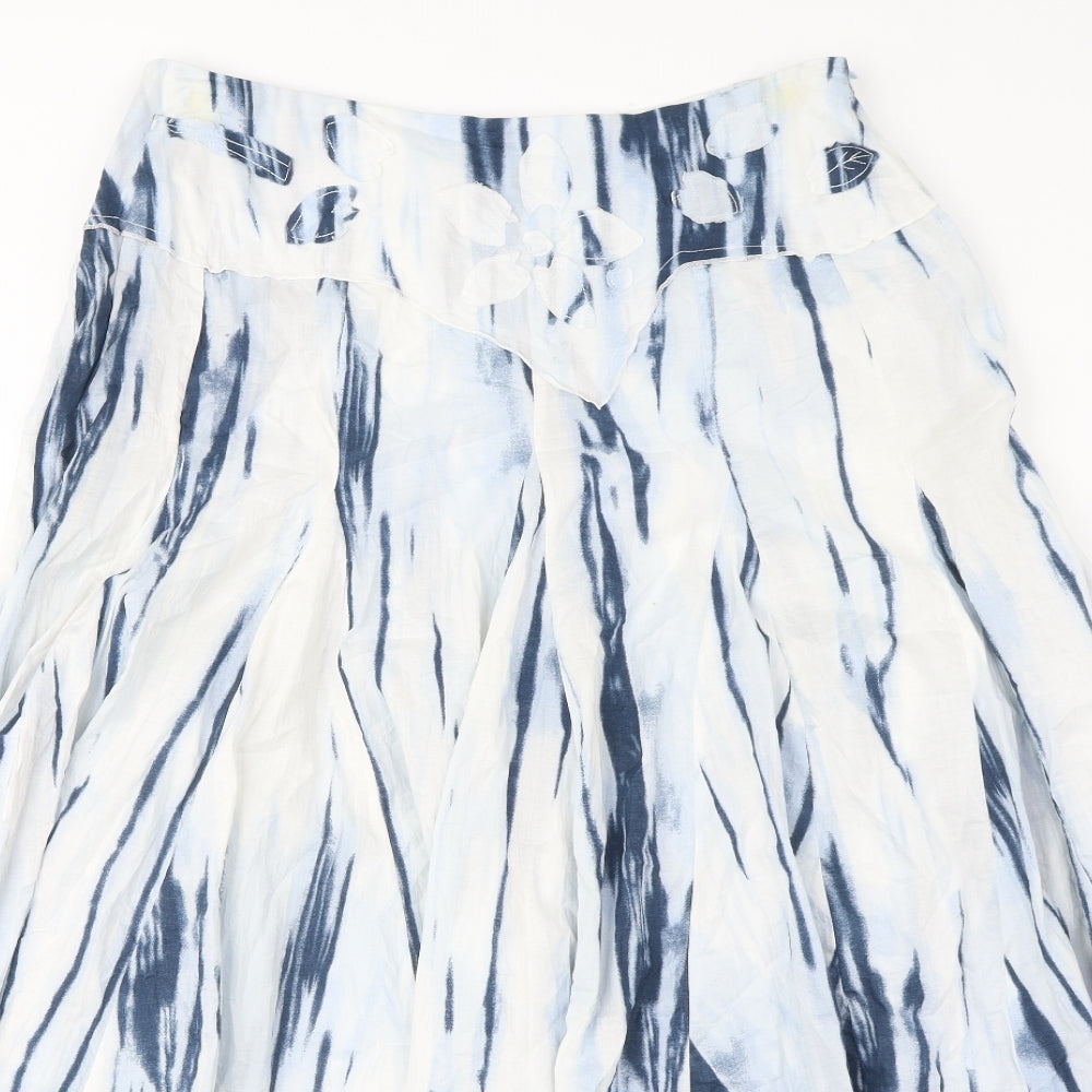 SF collection Womens Blue Geometric Polyester A-Line Skirt Size 14 Zip - Flower Detail