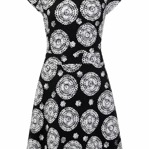 Stella Morgan Womens Black Floral Nylon Fit & Flare Size 14 V-Neck Zip - Tie detail
