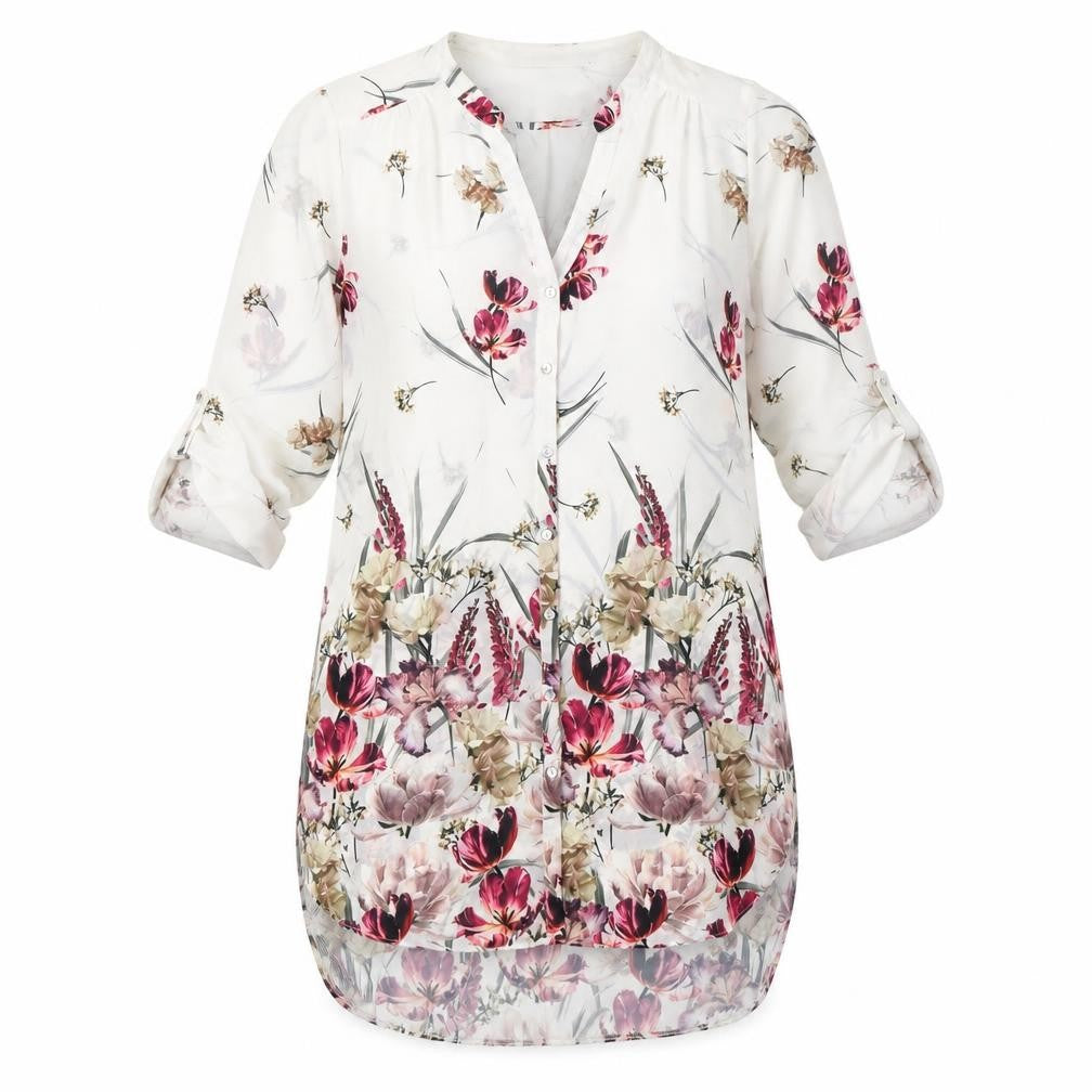 Wallis Womens White Floral Polyester Shirt Dress Size M V-Neck Button