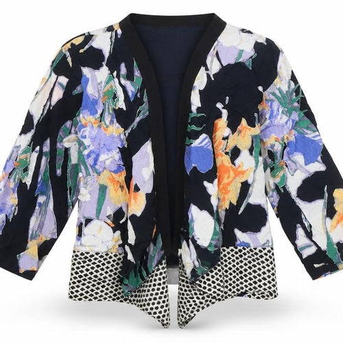 River Island Girls Black V-Neck Floral Viscose Cardigan Jumper Size 6 Years