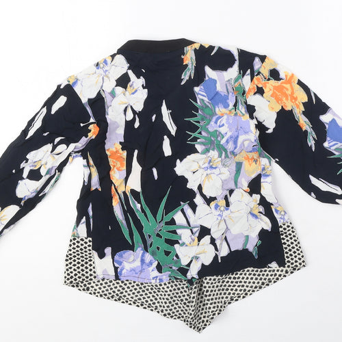 River Island Girls Black V-Neck Floral Viscose Cardigan Jumper Size 6 Years