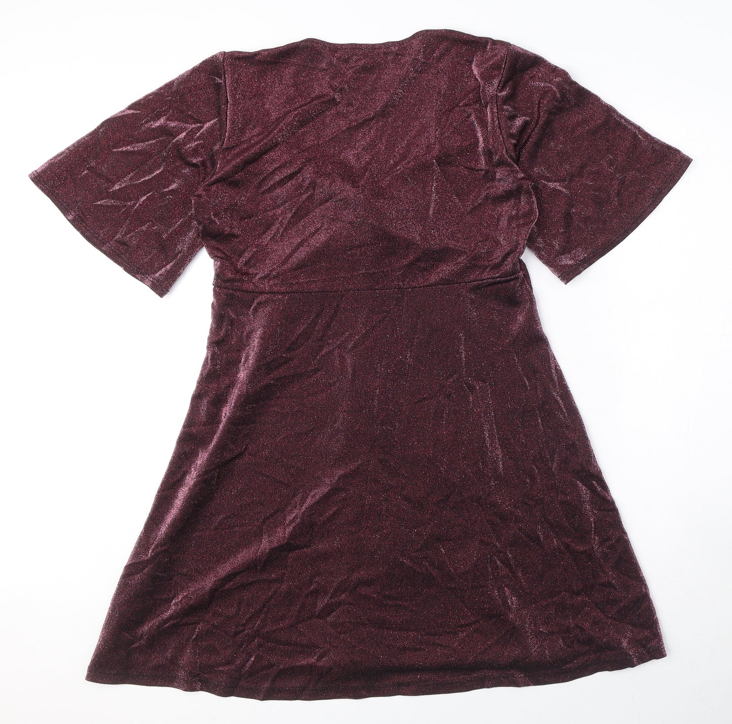Red Herring Womens Pink Polyester A-Line Size 16 V-Neck Pullover - Dragonfly, Sparkly, Twist Detail
