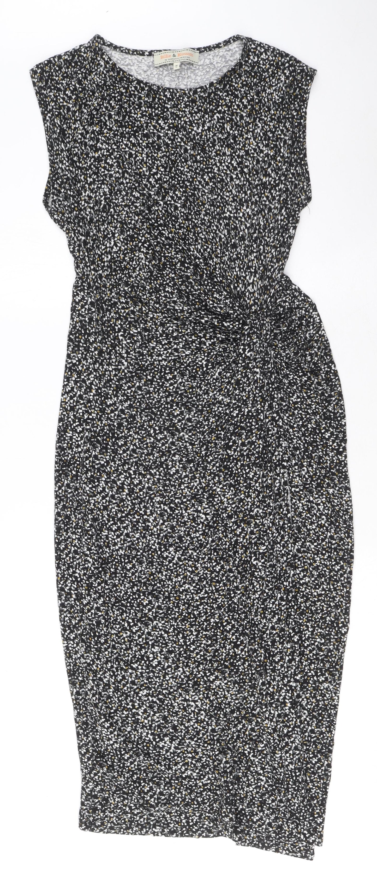 Dorothy Perkins Womens Black Geometric Viscose Bodycon Size 14 Round Neck Pullover