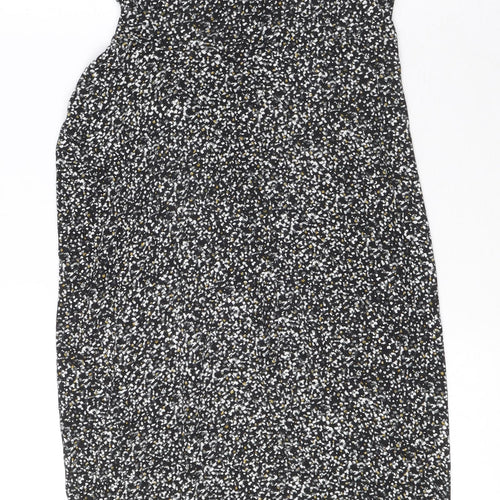 Dorothy Perkins Womens Black Geometric Viscose Bodycon Size 14 Round Neck Pullover