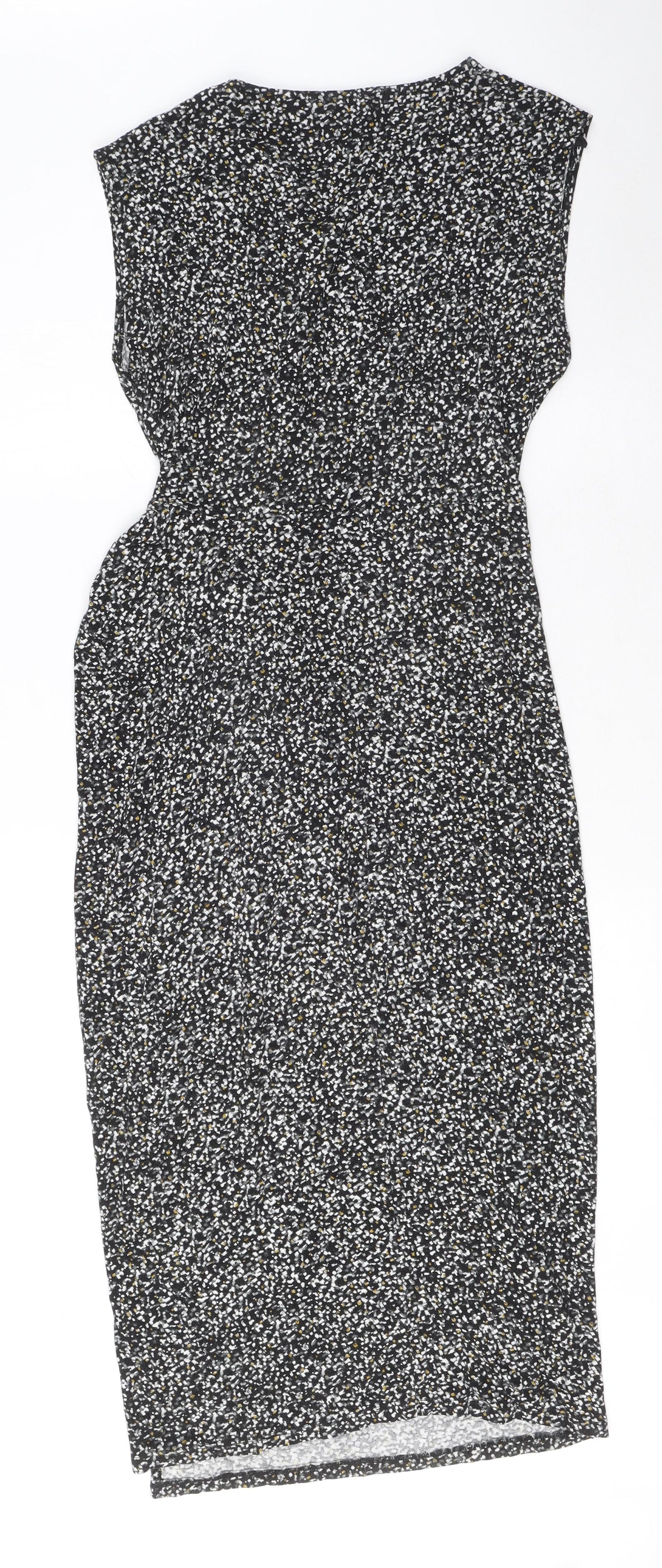 Dorothy Perkins Womens Black Geometric Viscose Bodycon Size 14 Round Neck Pullover