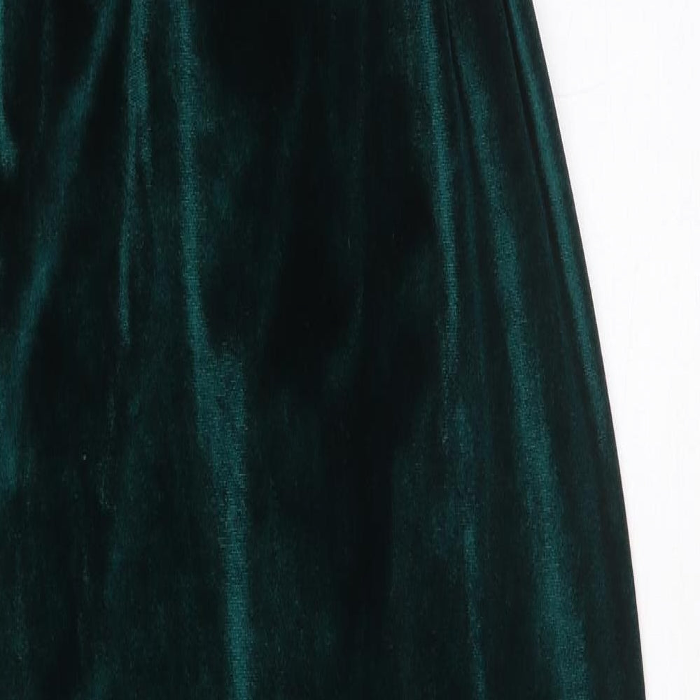 Boohoo Womens Green Polyester Maxi Size 14 V-Neck Pullover - Tie detail, Slit hem