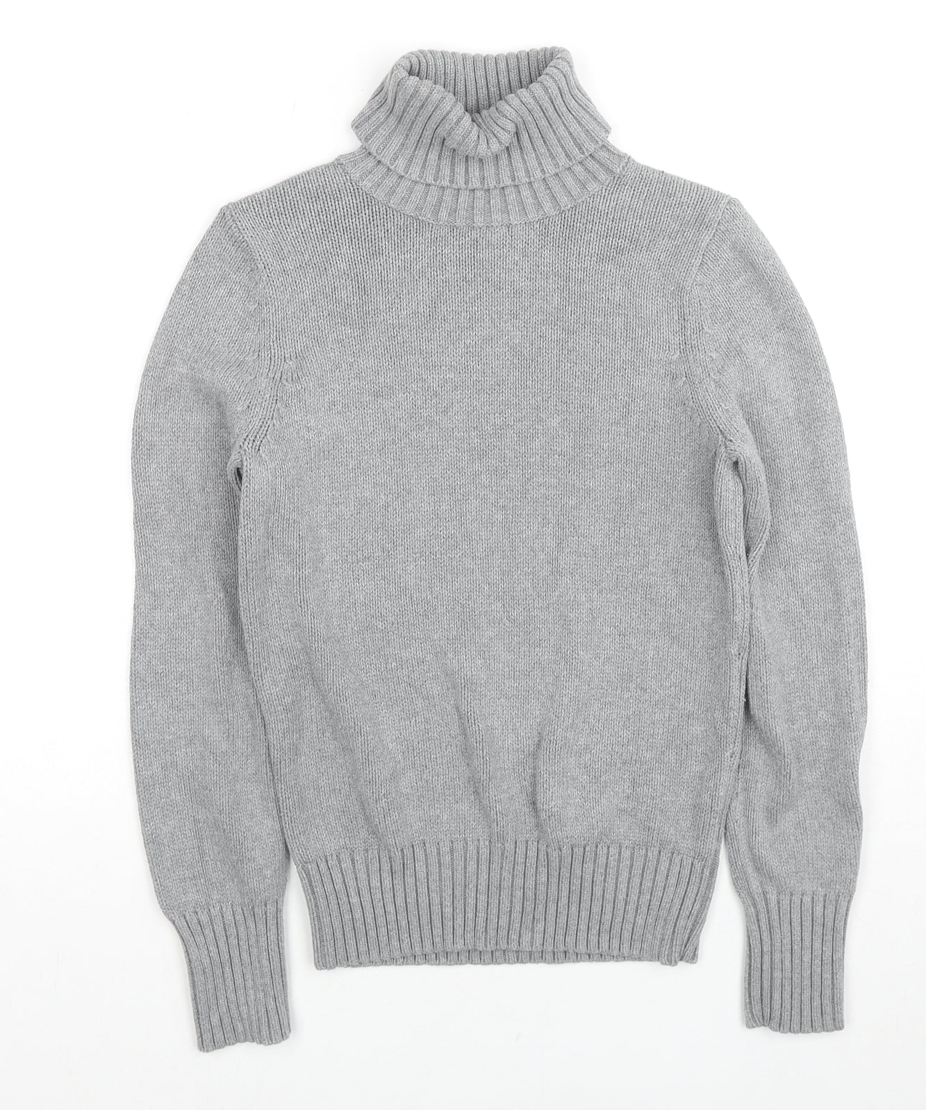Marks and Spencer Womens Grey Roll Neck Cotton Pullover Jumper Size 8