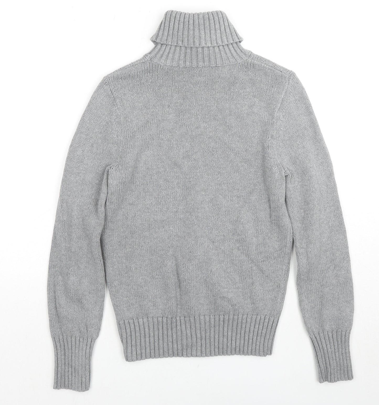 Marks and Spencer Womens Grey Roll Neck Cotton Pullover Jumper Size 8