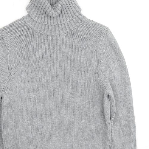 Marks and Spencer Womens Grey Roll Neck Cotton Pullover Jumper Size 8
