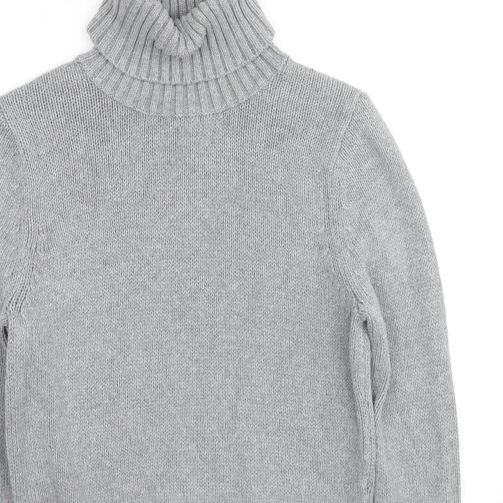 Marks and Spencer Womens Grey Roll Neck Cotton Pullover Jumper Size 8