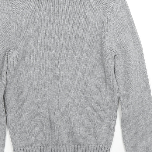 Marks and Spencer Womens Grey Roll Neck Cotton Pullover Jumper Size 8