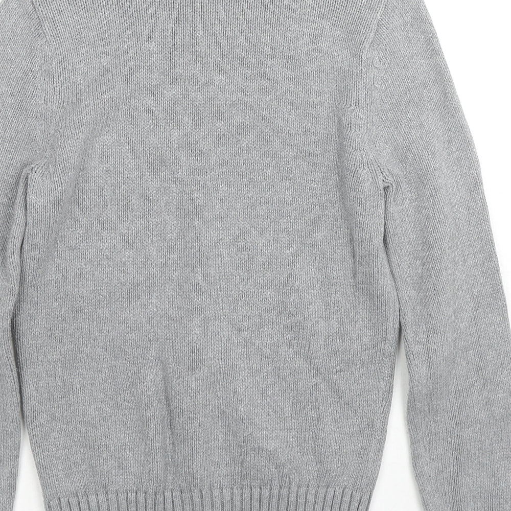 Marks and Spencer Womens Grey Roll Neck Cotton Pullover Jumper Size 8