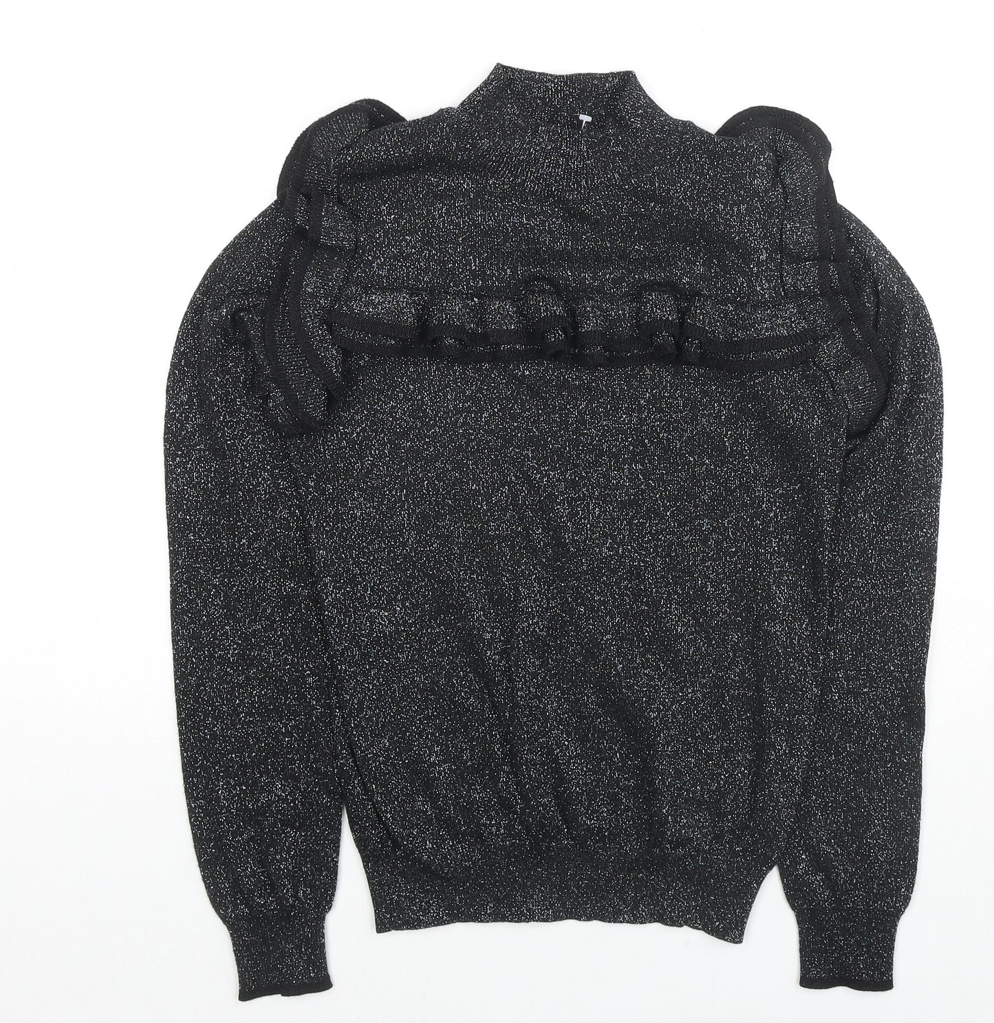 Marks and Spencer Womens Black Round Neck Viscose Pullover Jumper Size 8 - Glitter