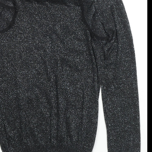 Marks and Spencer Womens Black Round Neck Viscose Pullover Jumper Size 8 - Glitter