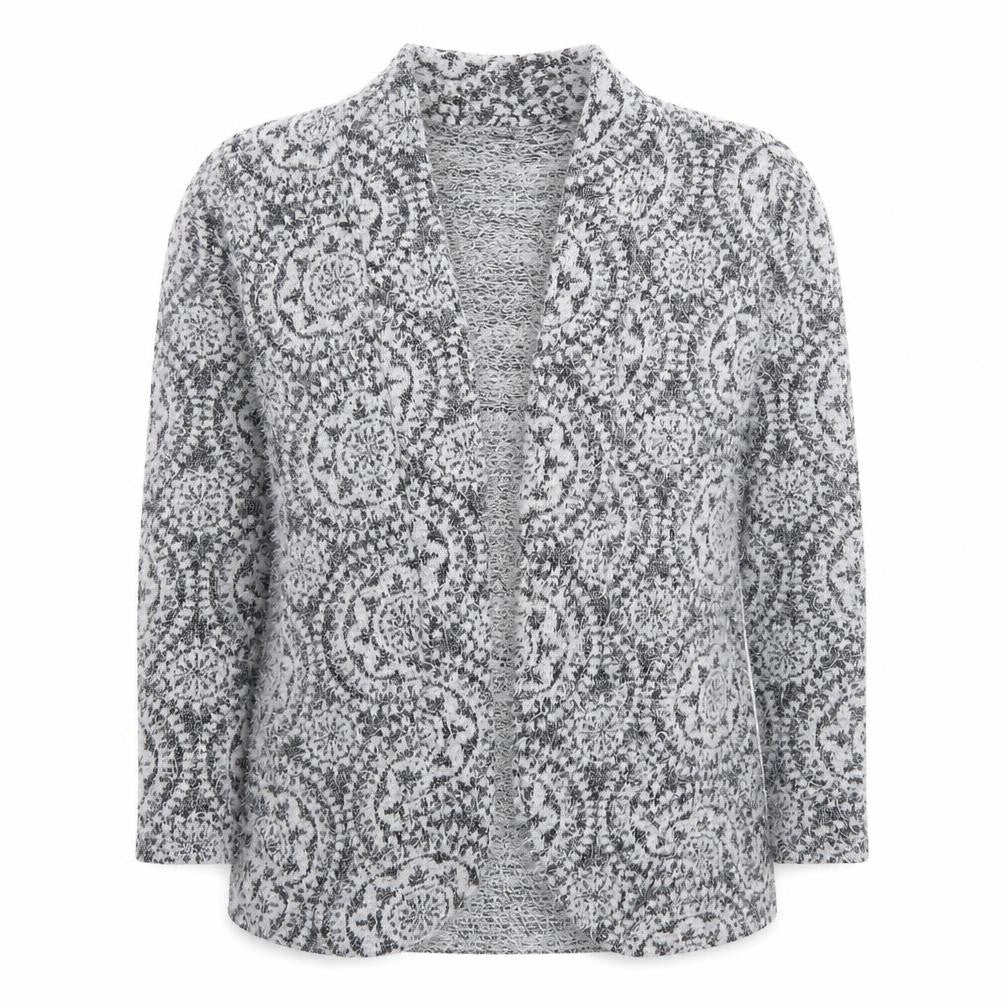Betty Barclay Womens Grey V-Neck Geometric Cotton Cardigan Jumper Size 16