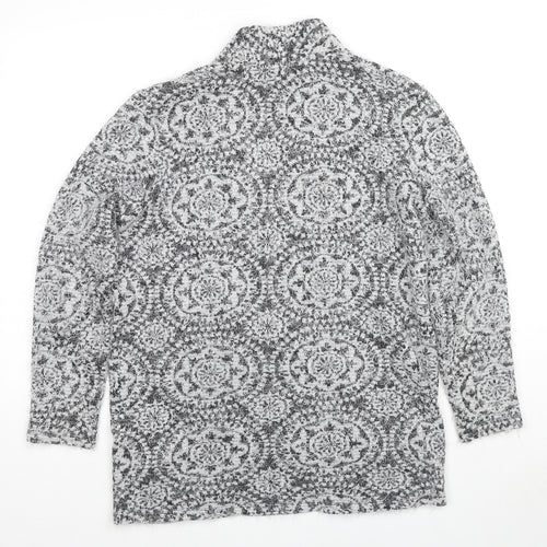 Betty Barclay Womens Grey V-Neck Geometric Cotton Cardigan Jumper Size 16