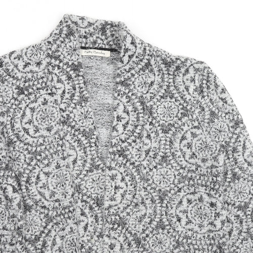 Betty Barclay Womens Grey V-Neck Geometric Cotton Cardigan Jumper Size 16