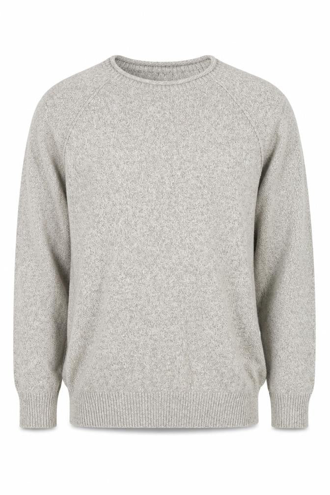 Front view of Gap men’s beige round neck nylon jumper, size L, long sleeve