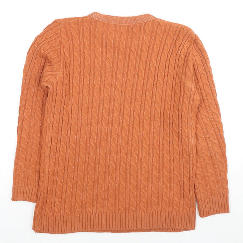 Pure & Natural Womens Orange Round Neck Acrylic Pullover Jumper Size XS