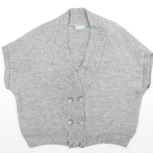 Wallis Womens Grey V-Neck Acrylic Cardigan Jumper Size M