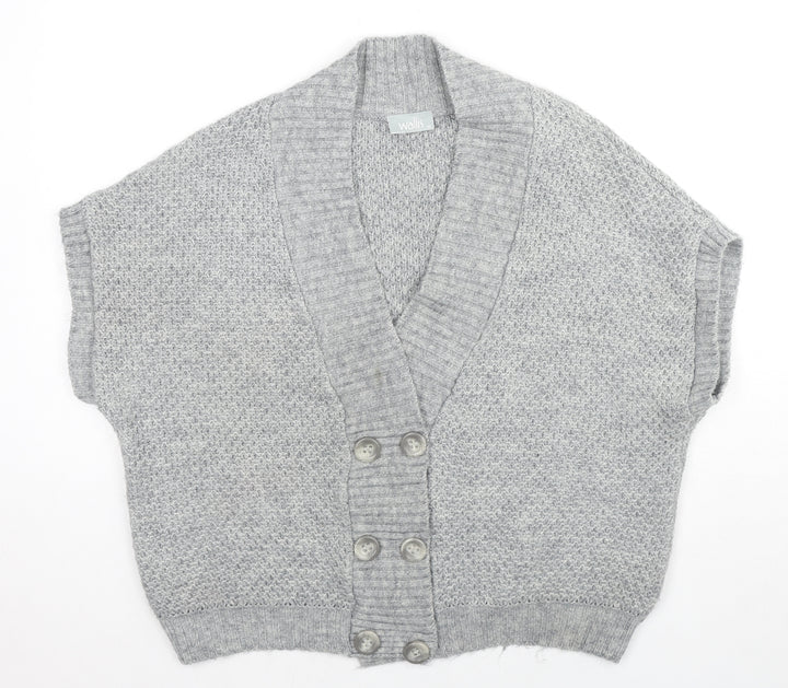 Wallis Womens Grey V-Neck Acrylic Cardigan Jumper Size M