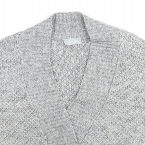 Wallis Womens Grey V-Neck Acrylic Cardigan Jumper Size M