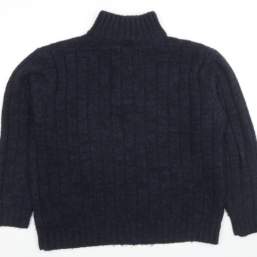 North Coast Mens Blue High Neck Acrylic Pullover Jumper Size M Long Sleeve