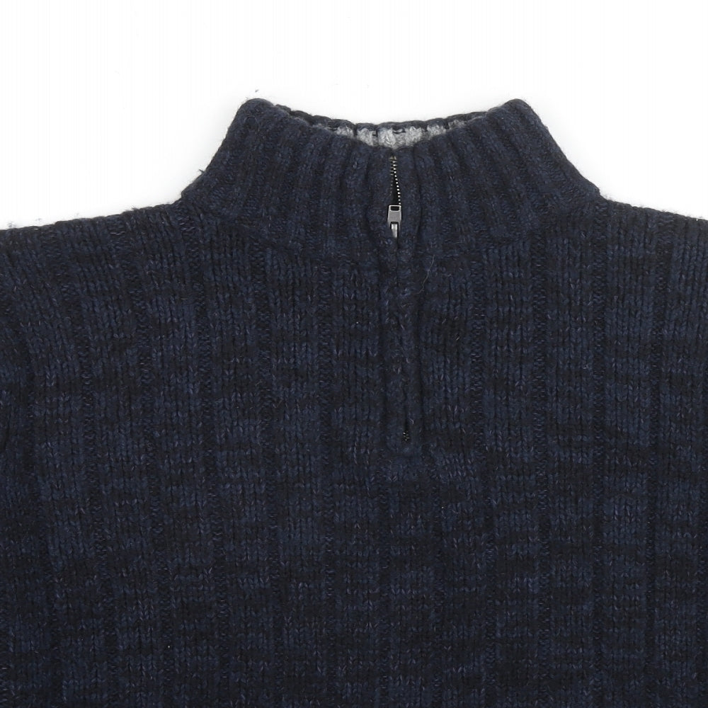 North Coast Mens Blue High Neck Acrylic Pullover Jumper Size M Long Sleeve