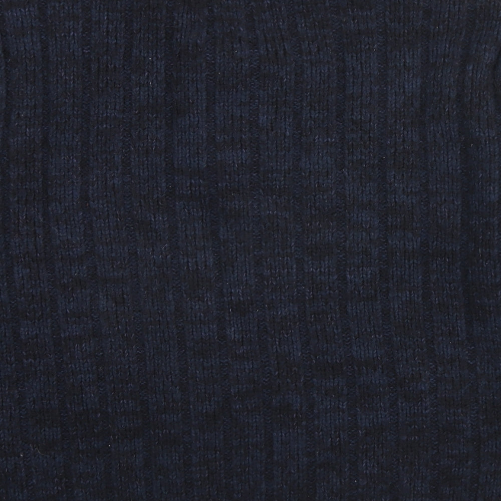 North Coast Mens Blue High Neck Acrylic Pullover Jumper Size M Long Sleeve